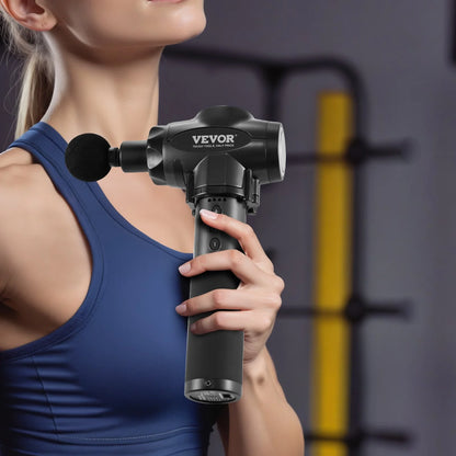 VEVOR Massage Gun Deep Tissue with 9 Speed Levels & 6 Massage Heads, 24V 2500Mah Batteries, Percussion Muscle Massager for Athletes, Handheld Electric Massage Gun for Pain Relief, Muscle Relaxation